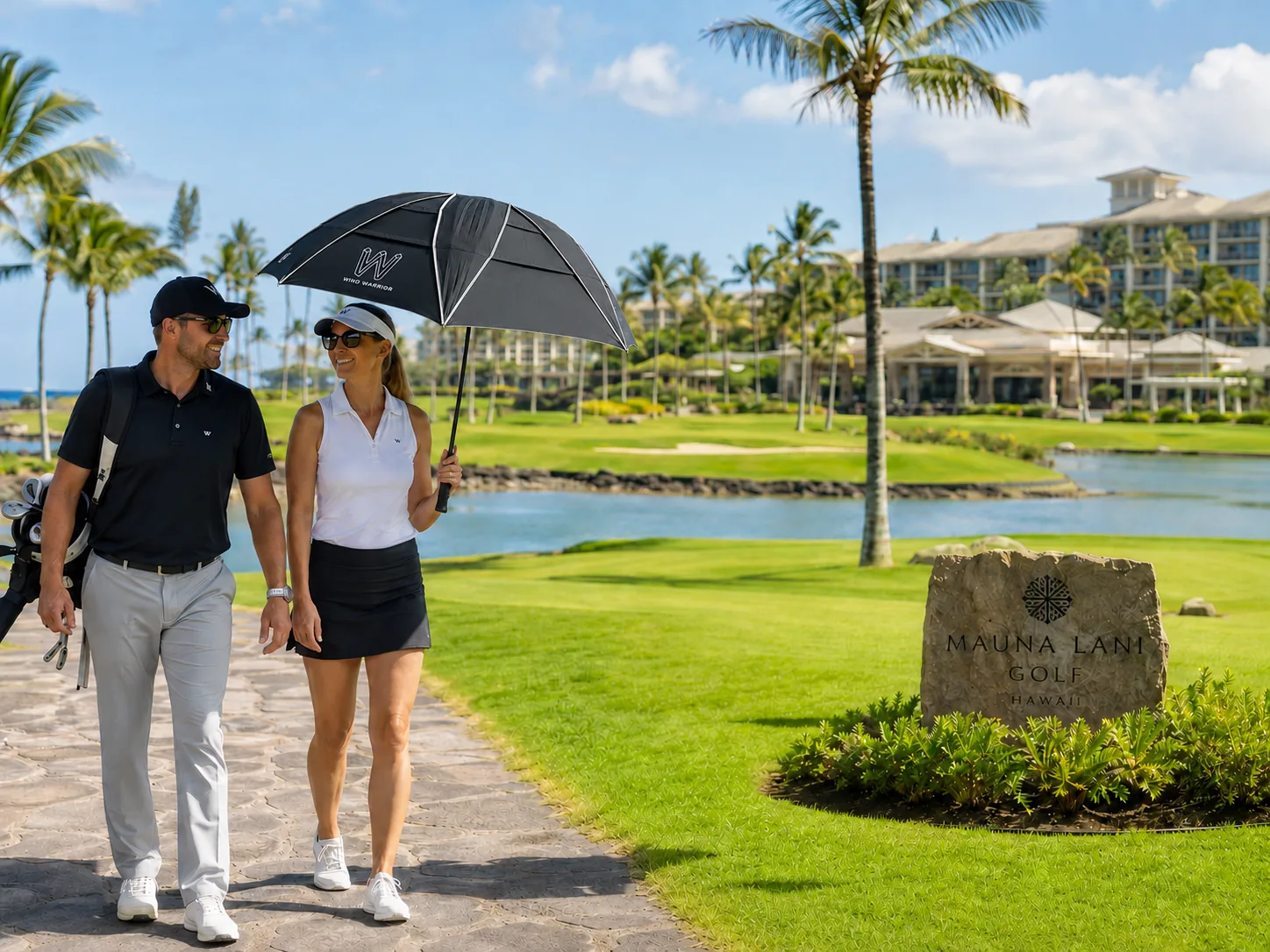Wind Warrior umbrella on a golf resort getaway